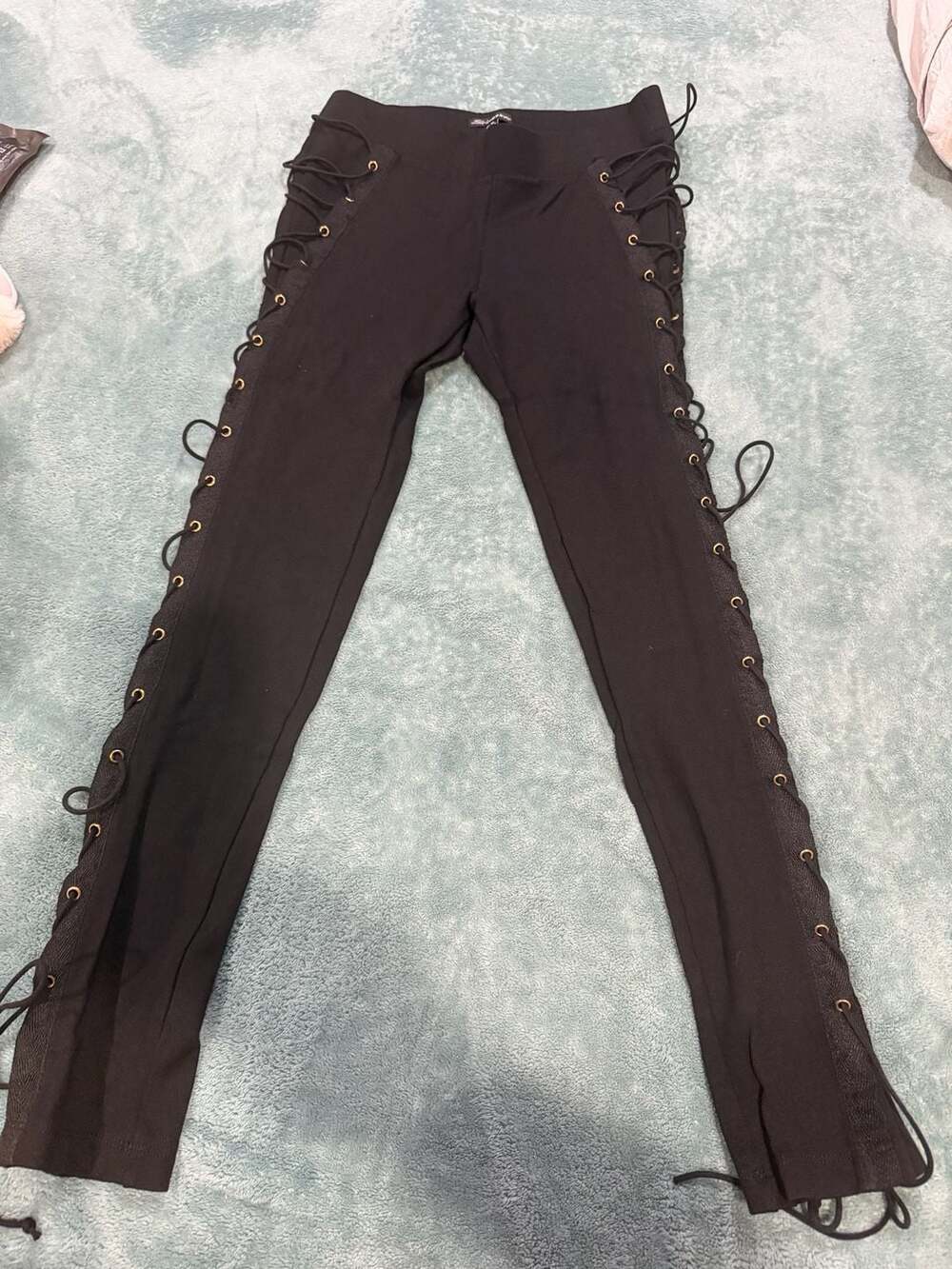 Shinestar Black Lace-Up Leggings